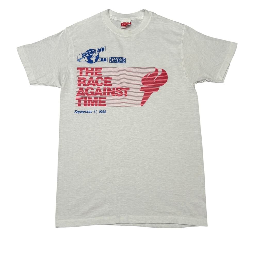 Vintage 1988 The Race Against Time Sport Aid T Shirt Men's Medium